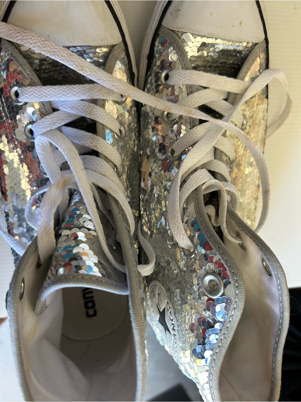 Converse Silver Sequin High-Top Sneakers - Picture 7 of 7
